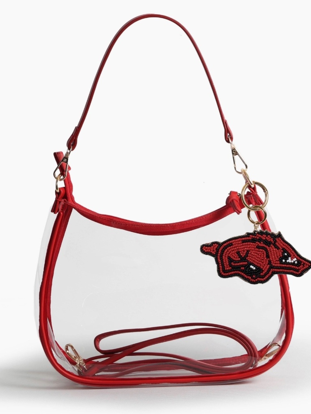 Arkansas Razorbacks Clear Purse with Beaded Charm Arkansas Razorbacks Fan